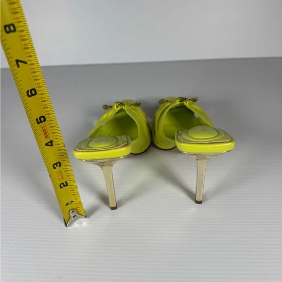 Azalea Wang Otzara Neon Yellow Stiletto Mule Heels Size 6 Statement Pointed Toe - Picture 4 of 6